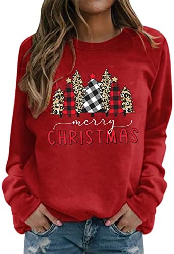 Grafički duksevi labavi ženski Duks Dugi rukav pulover Crewneck Božićni duksevi trendi slatki vrhovi