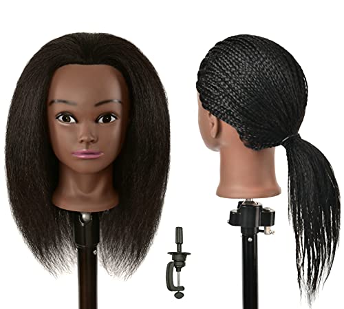 RYHAIR Mannequin glava od ljudske kose sa postoljem za frizersku praksu pletenje Styling Manikin Cosmetology Makeup Manican lutka
