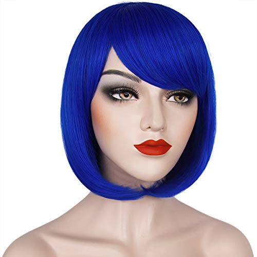 Mersi plave Bob perike za žene kratka kosa perika sa šiškama ravne sintetičke perike modne slatke perike za Cosplay Party Halloween