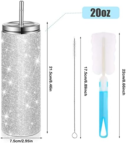 Glitter boce za vodu Bling čaša 20oz rinestone od nehrđajućeg čelika za boce za vodu izolirane sa slamkama boce boce boce sa četkicama
