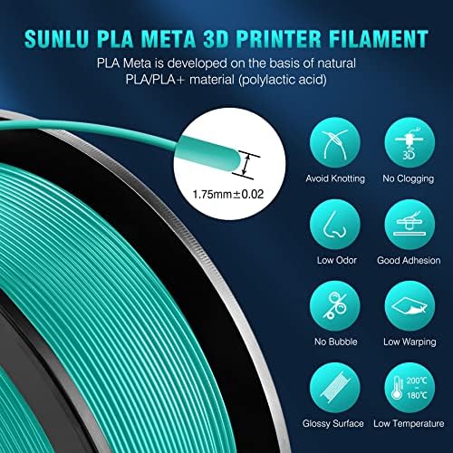 Sunlu Plata 3D filament pisača i pila 250g, visoka žilavost PLA Meta Filament 1,75mm, bez začepljenja, visoko tekućih, brzih štampanja