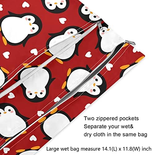 Zzxxb pingviin love heart vodootporna mokraća torba za višekratnu krpu od pelene mokra suha torba sa džepom sa patentnim zatvaračem