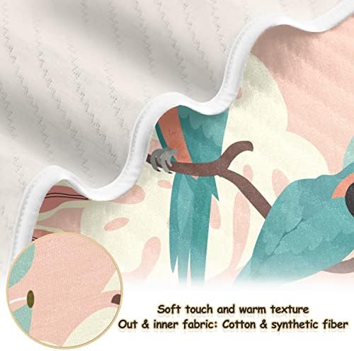 Swaddle pokrivač Parrot tropski listovi pamučni pokrivač za dojenčad, primanje pokrivača, lagana mekana prekrivačica za krevetić,