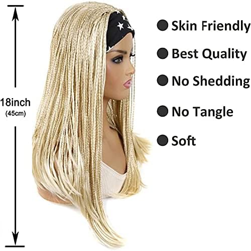 XZGDEN perike za kosu perike pletene trake za glavu kompatibilne sa crnim ženama, duge pletene perike sa pričvršćenom trakom za ruku,