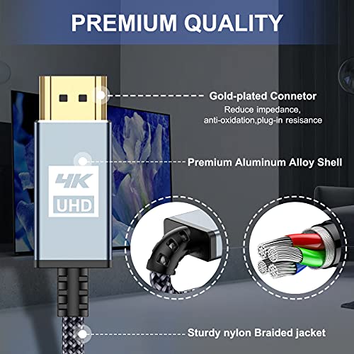 AviBrex 4K HDMI kabl 66ft, brzi 18Gbps pleteni HDMI 2.0 kabl 4K@60Hz 2k@144Hz podržava 3D UHD 2160p HD 1080p Ethernet HDCP 2.2 Arc
