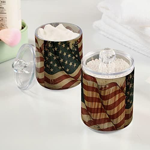 INNEWGOGO američka zastava 2 pamučna swab držač kuglice organizator plastična kupaonica posude sa poklopcima pamučna lopta qtip držač