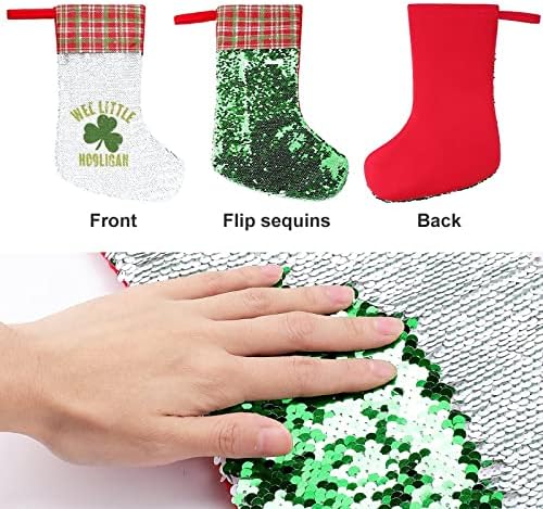 Wee Little Huligan Sequin Božićne čarape Sjajni zid viseći ukras ukrasa za Xmas Tree Holiday Party