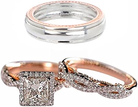 3pc Njegov i njen par prsten za mladenke za žene Rose Gold pozlaćeni kvadratni kubni cirkonijski čovjek vjenčani prsten set