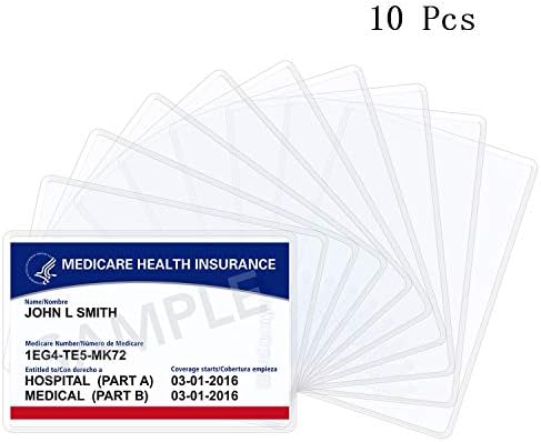 Wisdompro 10 pakovanje Novi Medicare držač kartice zaštitni rukavi, 6 Mil Meki i fleksibilni prozirni PVC novčanik veličine otvora