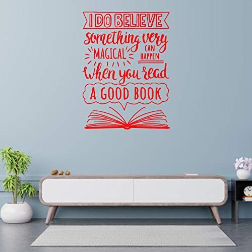 Zidna naljepnica-otvorena knjiga inspirativni citat-Vinilna naljepnica-unutrašnjost biblioteke čitaonice-dekoriranje školskih učionica-naljepnice
