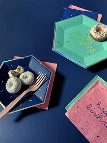Harlow & Grey Sprinkles - pastelne Sretan rođendan velike papirne ploče, 18 ploča višebojno pakovanje, rođendan, Dječija zabava, bebin