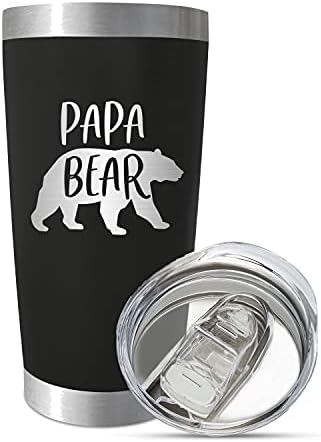 Sassycups Papa Bear Tumbler Cup | gravirana vakuumski izolovana čaša od nerđajućeg čelika Papa Bear šolja / najbolja Papa putna šolja