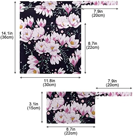 Kigai ružičasti cvijet mokro suha torba 2 komada, vodootporna pelena za višekratnu upotrebu torba za pohranu putna torba sa dva zatvarača