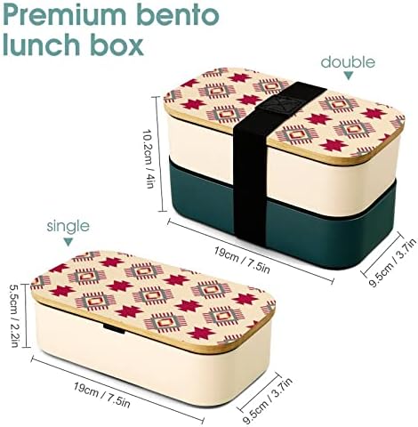 Tribal Indiameria American Navajo uzorak Dvoslojni Bento kutija za ručak sa posuđem za pojedinac za ručak sadrži 2 kontejnere