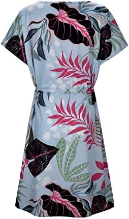Miashui casual mini haljina Ženska ljetna cvjetna košulja za crtanje za print V izrez kratki rukav Ležerna haljina za dugih rukava