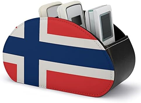 Zastava Norveške kožni držač za daljinsko upravljanje Funny Caddy Storage Box stoni organizator sa 5 pretinaca za TV Blu-Ray ured