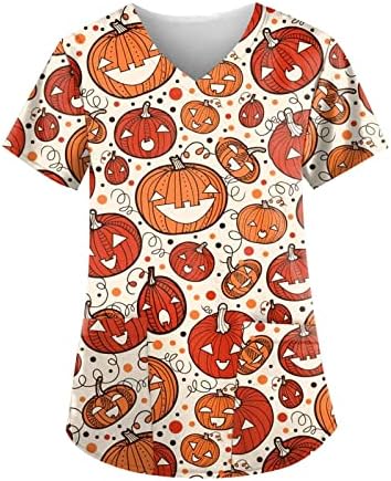 Halloween piling za žene Plus Size kratki rukav V izrez štampana uniforma za njegu slatka Hoilday T Shirts piling Tops