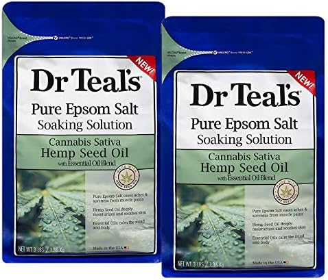 Dr. Teanov konopsko ulje za ulje Soak poklon set - Cannabis Sativa Esencijalna ulja mješavina vlažnosti i omekšava kožu - čista epsom sol ublažava bolove i bolove u cijelom tijelu