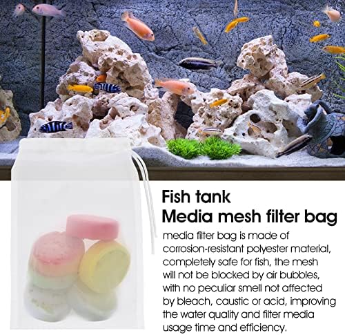 Molain akvarijske filterske torbe, 9x5 inča medijska mrežasta filter torba visokog protoka Fine mrežaste mreže sa plastičnim patentnim