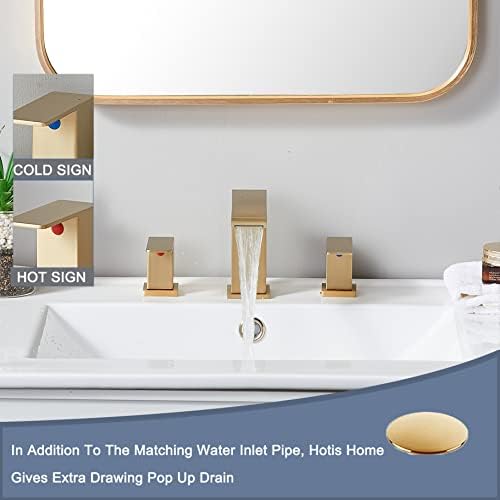Hotis Početna Moderna slavina za kupaonicu, kupaonice za sudoper 3 rupa, 8-inčna 3 rupa mesingana vanity slavina, 2 ručka slapa za