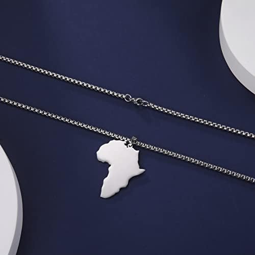 VASSAGO Africi karta Privjesak Ogrlica Africi mapa ogrlice za žene nehrđajući čelik muškarci Afrika kontinent ogrlica Afrika karta