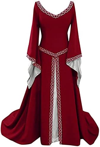 Renesansna Srednjovekovna haljina za žene Vintage Halloween Maxi haljine Retro Irski seljački kostim Maturalna haljina sa rukavima
