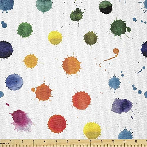 Lunarable Paint tkanina pored dvorišta, prskanje u boji kruga formiranje šarenih polka tačaka moderna apstraktna Igraonica, rastezljiva