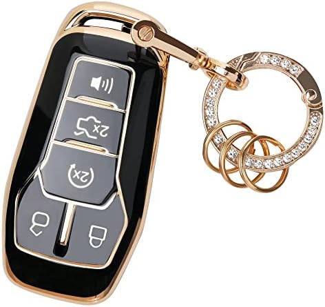 Za poklopac Ford ključa - meka TPU tipka za poklopac poklopca Shell za zaštitni zaštitnik za Ford Edge Fusion Explorer Mustang Lincoln MKZ MKC MKX Smart bez ključa (crna)