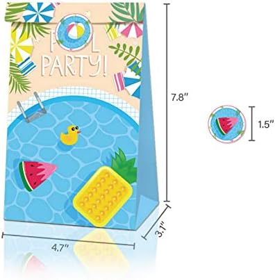 Cosfan 12 pakovanje ljeto na plaži Papir Paper Paper Party Dekoracija Poklon kese, Bazen Trgovi za liječenje bombona, kesice bombona,