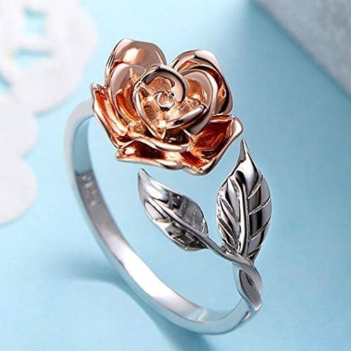 Vjenčani prstenovi za žene ruže cvjetni angažman prsten za žene, modni otvoreni podesivi obloge prstenaste prstenje za prstenje za