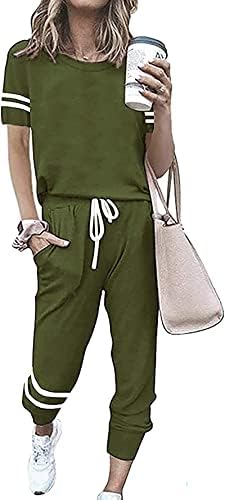 Prettygarden ženska odjeća za dvije komade prugaste kratki rukav i duge hlače TrackSit PAJAMA Lounge Jogger setovi