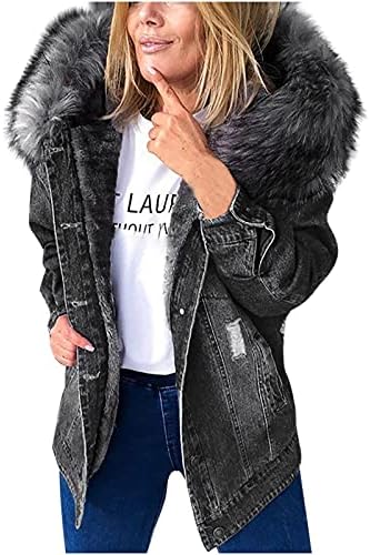 Faux krzneni kaput, zimski povremeni putni prsluci žene s dugim rukavima s kapicom labavim prslukom spuštaju cool jean