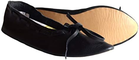 Allbeststuff Srednjovjekovna koža Ženska stanovi Prirodna koža Ženska srednjovjekovna ravna obuća Renesansne cipele ABS