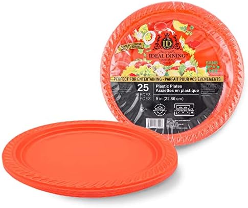 17supply jednokratne plastične ploče Crvena, pakovanje od 25kom 9 okrugli plastični tanjiri za posebne događaje, zabave, večere, piknike,