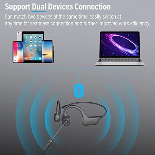 Monodealne slušalice za kosti sa MIC-om, Bluetooth 5.3. Otvorene slušalice za uvore sa mikrofonom za otkazivanje buke, bežične slušalice