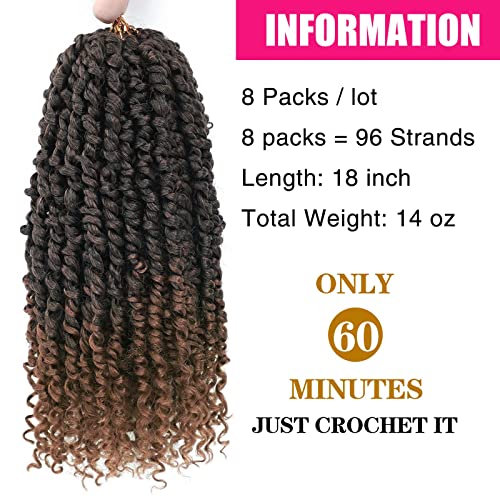 8 paketa Passion Twist Hair 18 inča unaprijed uvijena strast Twist Heklana kosa za crne žene unaprijed petljane heklane pletenice