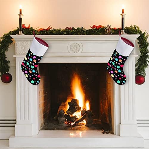 Slatka obojena srca Božićne čarape Božićne čarape torbica Porodični Xmas Dekor