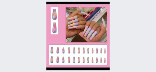 AshAri Designs Glossy Pastel Rainbow; 24 nokti & ljepilo & pritisnite na jezičke uključen