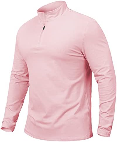 Carwornic Muška 1/4 Zip Pulover majica s dugim rukavima Casual Slim Fit Stretch Pamuk FAGH WORK SHIrts za golf
