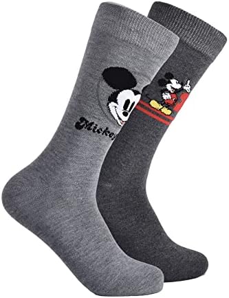 Mickey Mouse Muška čarapa za 2-pakovanje Vintage posade, svijetlo siva Heather, 10/13