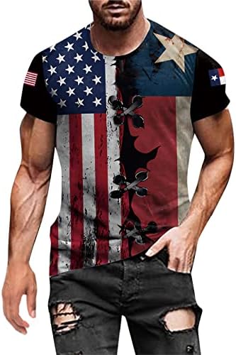 Ljetne majice za muškarce američka zastava kratki rukav teretana trening Tops Casual Slim Fit Stretch Vintage grafički Patriotski