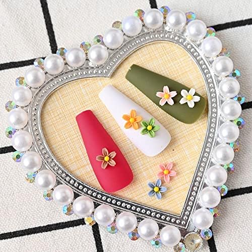 100kom Set slatki cvjetni ukrasi za umjetnost noktiju miješana boja naljepnice za nokte nakit od smole cvijet pribor za DIY dizajn manikure -