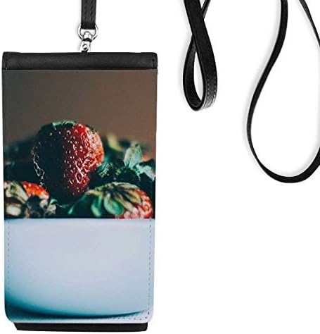 Svježe jagode fotogrephog voća slika novčanik torbica viseći mobilni torbica crnog džepa