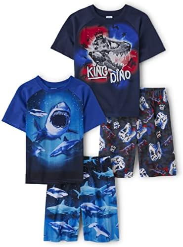 Dječiji Place Boys rukav Top i šorc 2 komada pidžama Set, 2 Pakovanje, Dino Shark, srednji