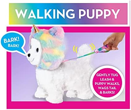 Barbie Šetajuće štene sa šeširom jednoroga, laje i šeta na uzici, Uzrast 3 Gore, bijeli pas, igračke za djecu Just Play, Dječije igračke