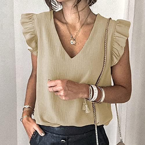 Ženska bluza Vneck Spandex vrhovi za dame bez rukava Ležerne prilike rublice Ljetna jesen bluza 2023 odjeća A9