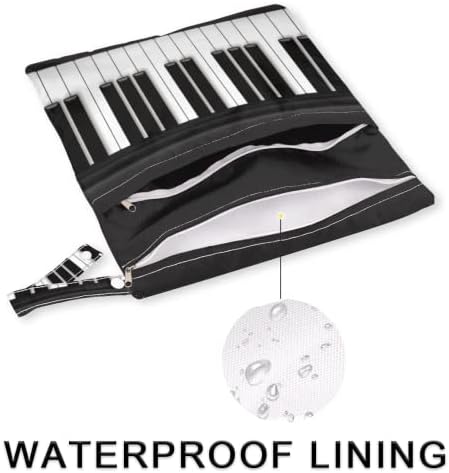 Crna piano tastatura dizajn mokra suha torba 2 pakovanje sa patentnim zatvaračem, muzička krpa od pelenaristeristeristeristeristeristeristeristeristerirane
