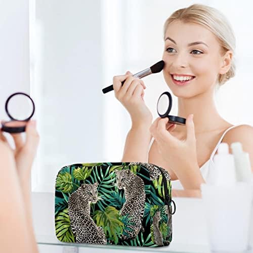 Tbouobt kozmetičke vrećice za žene, šminke toaletna toaletska torba Organizator, leopard tropski životinjski palmi