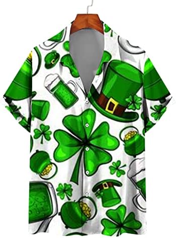 Muški dnevni majica St.Patrick Hawaiian Up majice kratki rukav casual bluze ljetni zeleni top Irish Shamrock