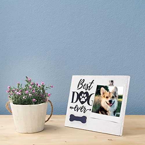 SANY DAYO home dog Memorijalni drveni okvir za slike za fotografiju 4x6 - Najbolji poklon za gubitak pasa ikada, sa postoljem i vješalicom za zid, Bijela